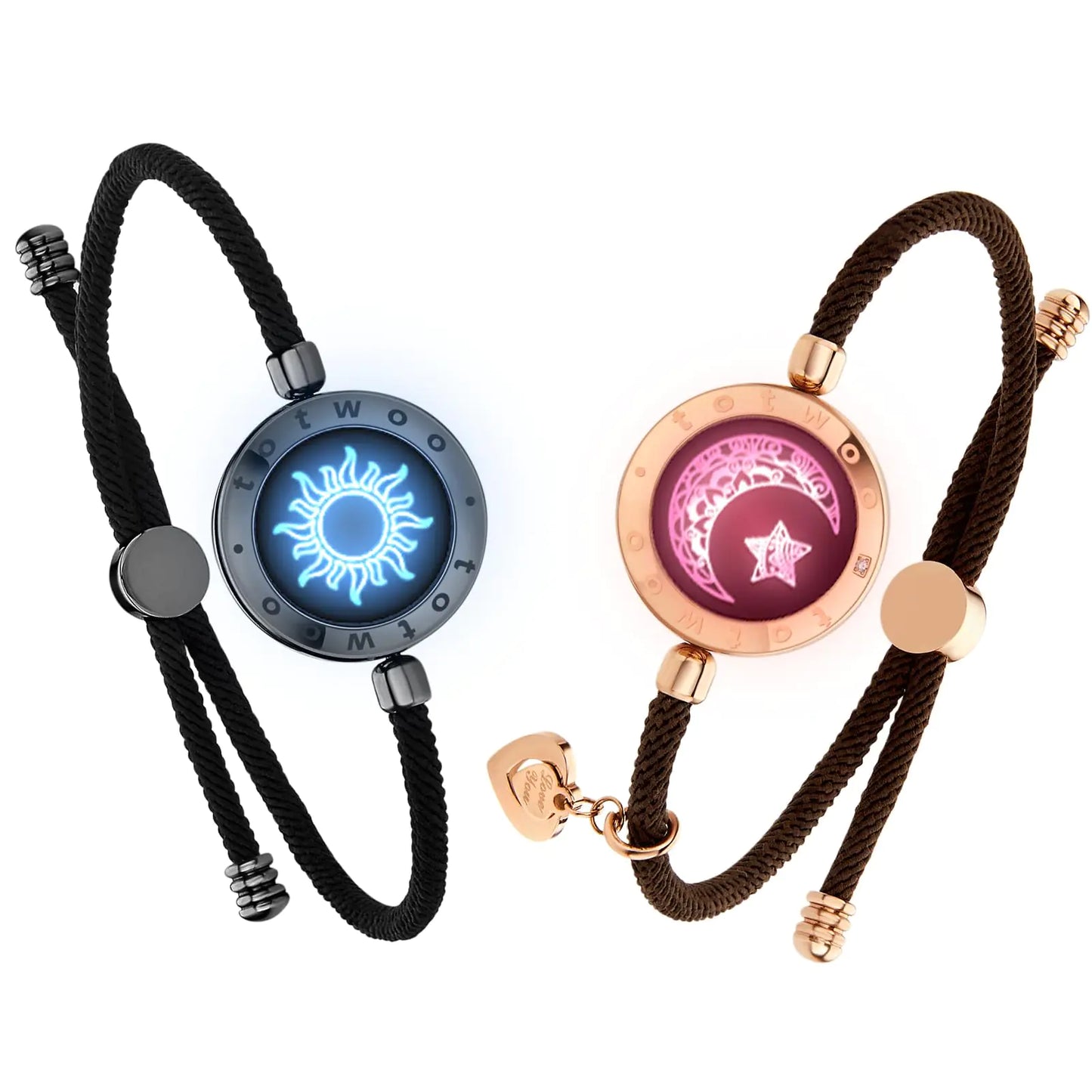 TOTWOO Touch Bracelets for Couples Vibration & Light up for Love Couples | Long Distance Relationship Gifts for Girlfriend Bluetooth Pairing Jewelry