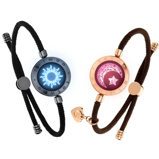 TOTWOO Touch Bracelets for Couples Vibration & Light up for Love Couples | Long Distance Relationship Gifts for Girlfriend Bluetooth Pairing Jewelry